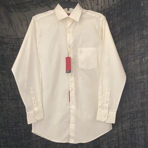 Alfani RED Tonal Texture Striped Dress Shirt Ivory